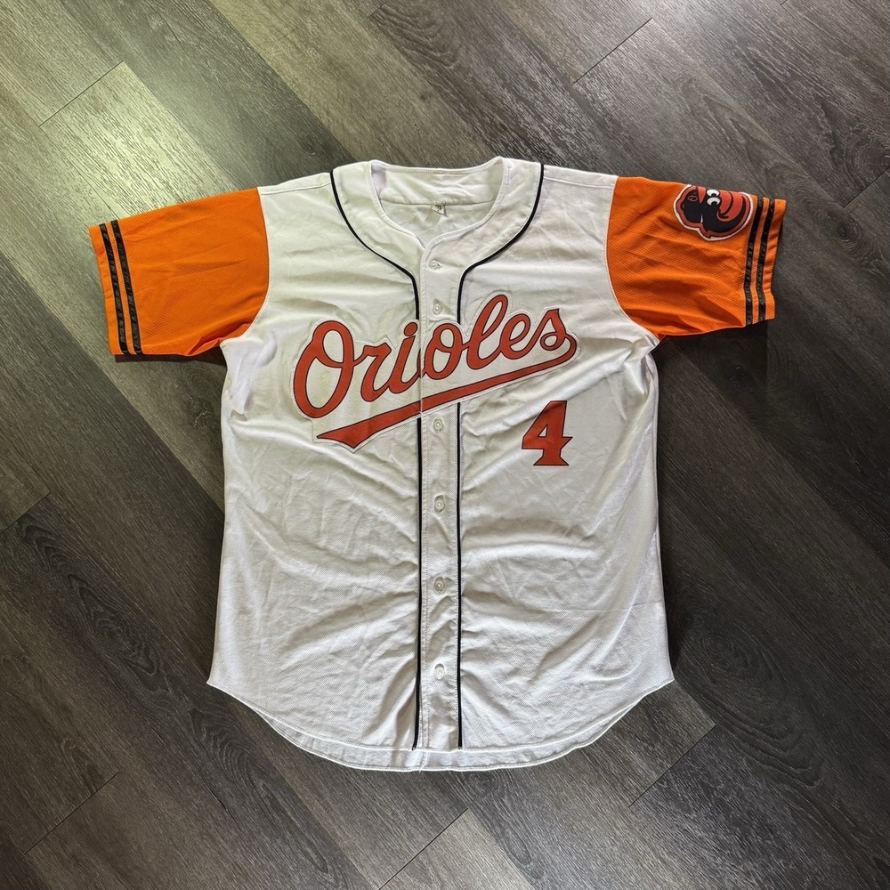 Men's Vintage Baltimore Orioles Jersey MLB Shirt Sz L White Orange #4